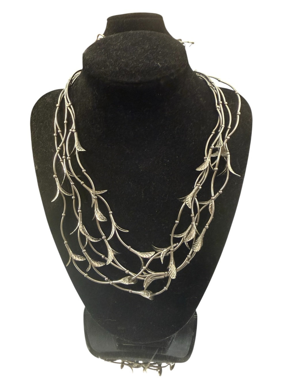 Vintage Cookie Lee Multi-Strand Silver Leaf Necklace